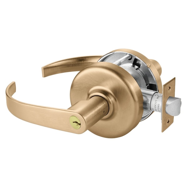 Grade 2 Storeroom or Closet Cylindrical Lock, Princeton Lever, Conventional Cylinder, Satin Bronze C
